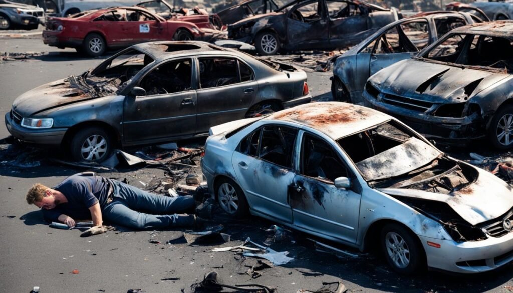 car crash burn victims